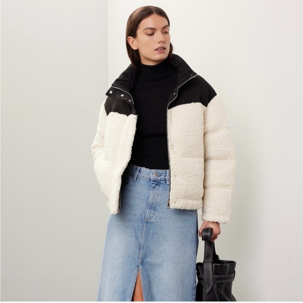 Maje Shearling Puffer Coat Sherpa Jacket